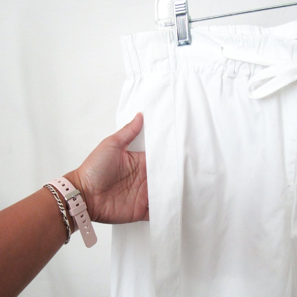 VINCE Wide Leg Cotton Pants Side-Slit Culottes in White Size- M/L - Picture 12 of 17